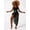 Black and green, variant on Women's Blue Gold Watercolor Print One-Piece Swimsuit with Mesh Cover-Up Skirt, Modest Tummy Control Swimwear for Summer Vacation, S-XL