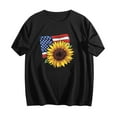 thumbnail image 5 of 2025 Women's Patriotic Sunflower T-Shirt - American Flag & Stars Print | 4th of July Short Sleeve Independence Day Graphic Top, 5 of 5