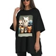 thumbnail image 4 of Plus Size Shirt for Women Black Tops for Women Oversized Short Sleeves Shirt for Women Cute Animals6 T Shirt Crewneck Shirt for Women 3XL, 4 of 5