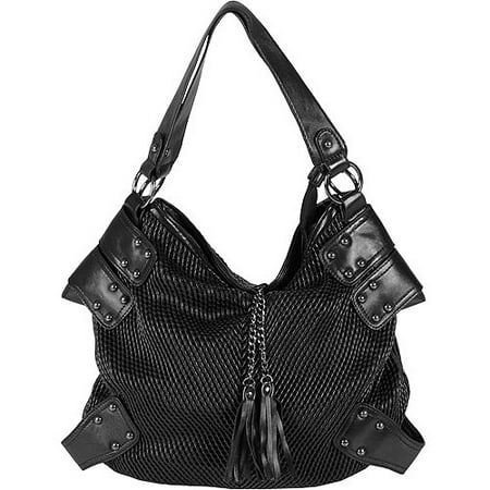 Brinley Co Women's Faux Leather Double Handle Tasseled Tote