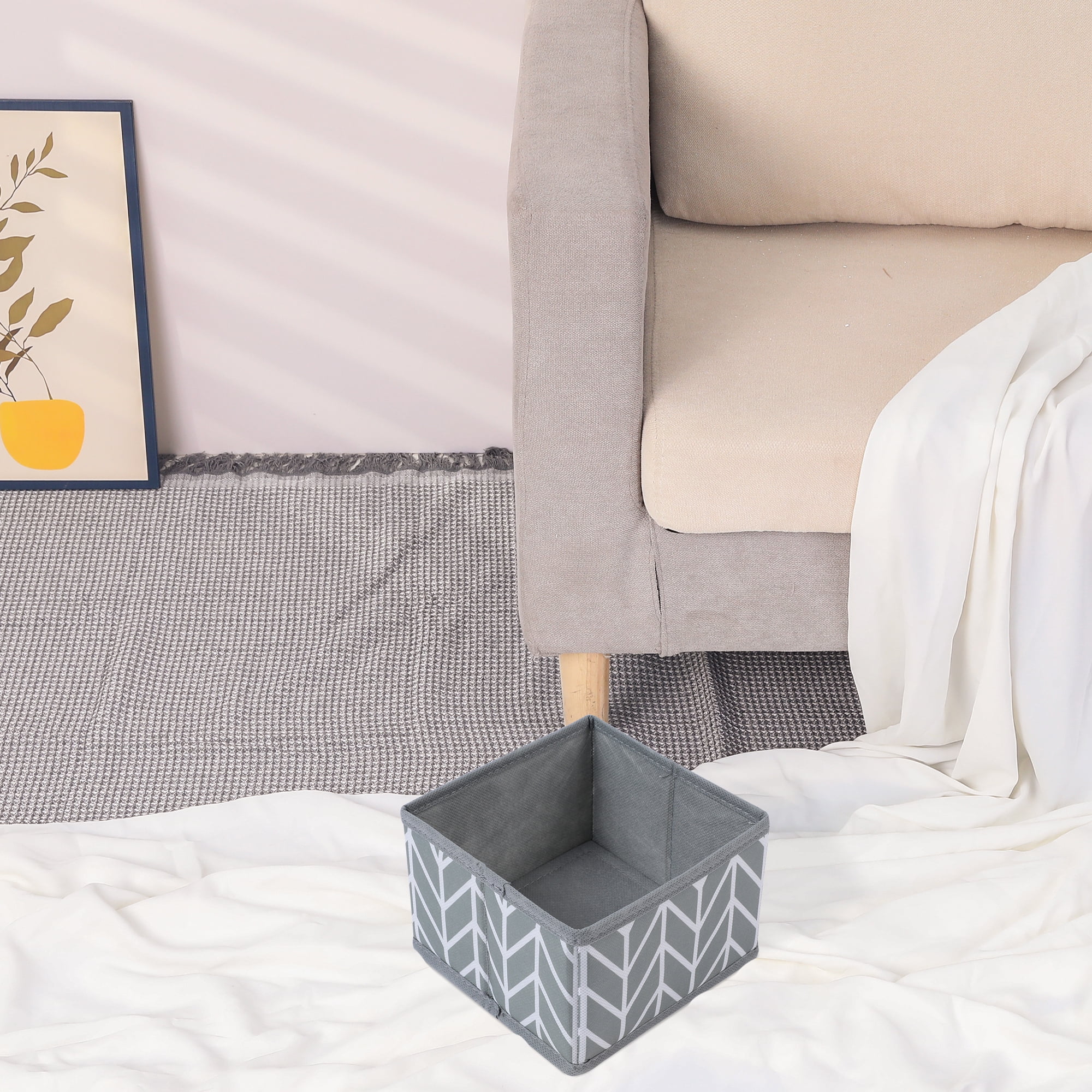 Unique Bargains Storage Bins for Closet Organizers Branch Patterned Gray 5.5"x5.5"x3.9"