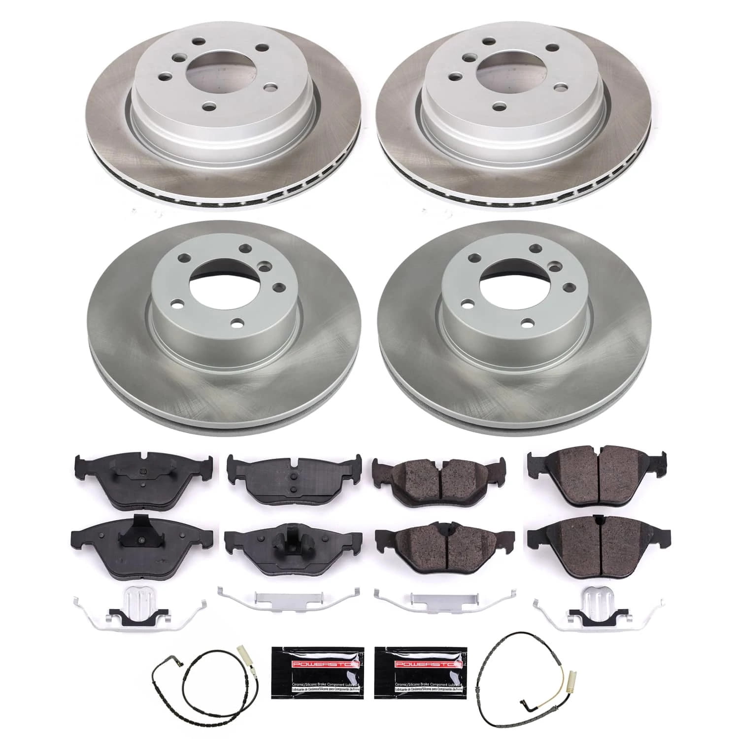 PowerStop Front and Rear Semi-Coated Rotor and Low-Dust Ceramic Brake Pad Kit SC4105