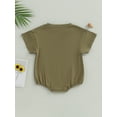 thumbnail image 4 of Cenuakty Baby Boys Girls Summer Romper Short Sleeve Round Neck Solid Color Chest Pocket Bodysuit Playsuit, 4 of 9