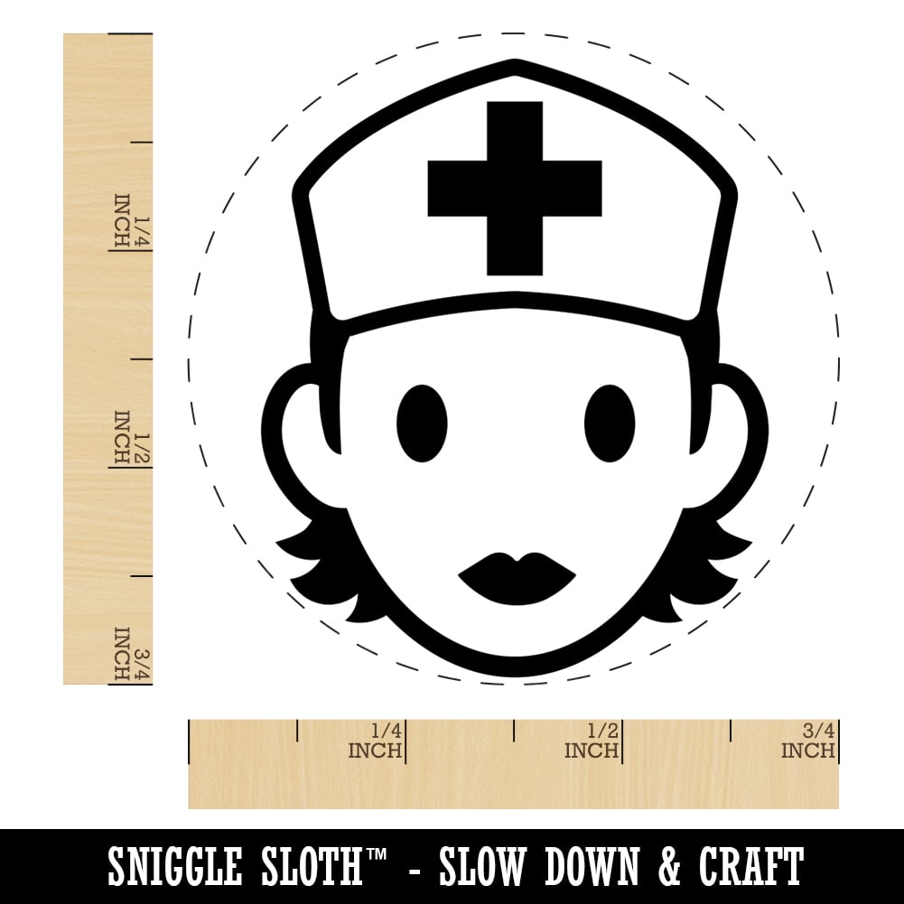 Occupation Medical Nurse Woman Icon Self-Inking Rubber Stamp Ink Stamper - Fuchsia Ink - Small 3/4 Inch