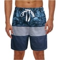 thumbnail image 1 of Pantalones de playa con estampado de rayas en bloques de colores para hombre Pantalones de surf Pantalones cortos con cordones elásticos Pompotops  oipoqjl41072, 1 of 7
