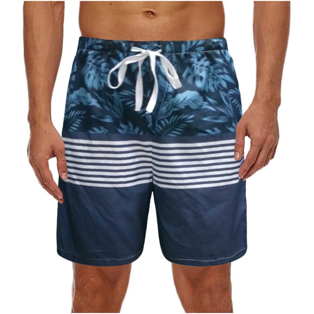 Pantalones de playa con estampado de rayas en bloques de colores para hombre Pantalones de surf Pantalones cortos con cordones elásticos Pompotops oipoqjl41072