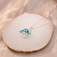 thumbnail image 5 of CACA LADY Dolphin Gifts for Women 925 Sterling Silver Dolphin Palm Tree Necklace Pendant with Blue Crystal Hawaiian Beach Themes Ocean Wave Jewelry Gifts for Women, 5 of 6