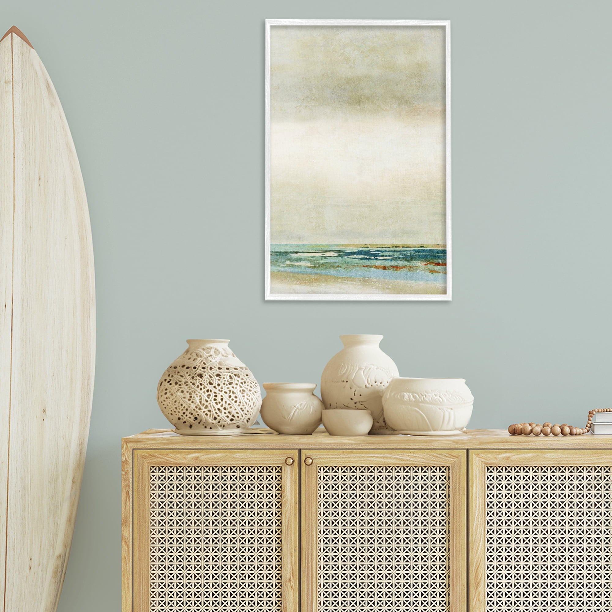 Stupell Industries Neutral Beige Beach Abstraction Abstract Painting White Framed Art Print Wall Art, 20 x 30