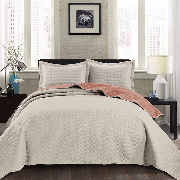 Chezmoi Collection Mesa 3piece Oversized Reversible Bedspread Coverlet