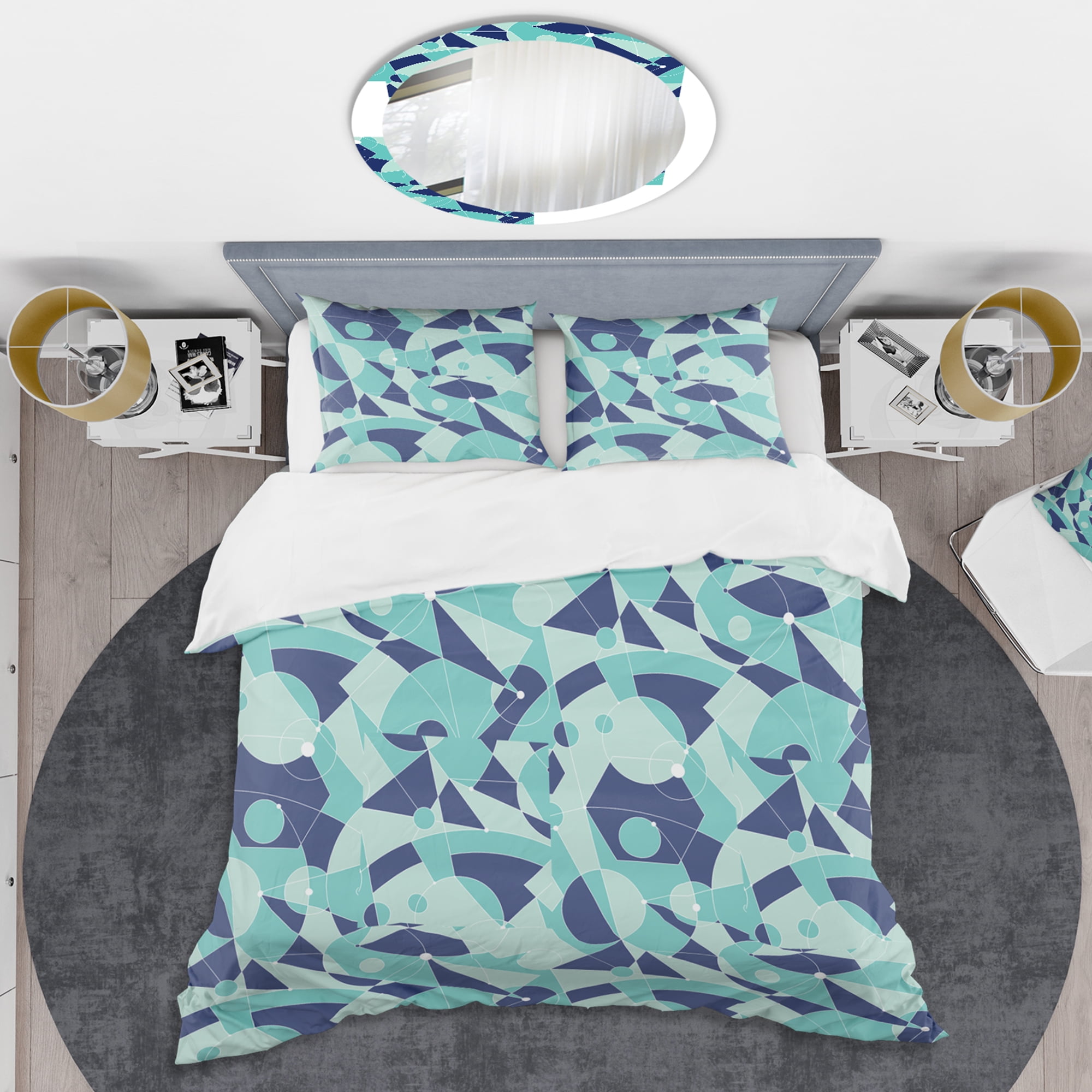 Designart 'Retro Geometric Grid II' Mid-Century Modern Duvet Cover Set
