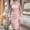 Pink, variant on Women's Solid Color Elegant Sheer Long Sleeve Bodycon Midi Dress – High Neck Ruched for Office Evening Events Black,L