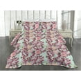 thumbnail image 2 of Ambesonne Floral Cottagecore Quilted Bedspread Set 3 Pcs, Blooming Lilacs, King, Seafoam Lilac and Raspberry, 2 of 4