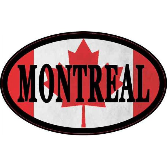 4in x 2.5in Oval Canadian Flag Montreal Sticker
