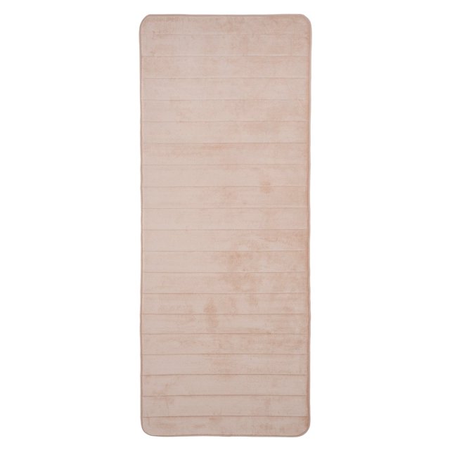 Lavish Home Memory Foam Striped Extra Long Bath Mat, 24 by 60", Ivory
