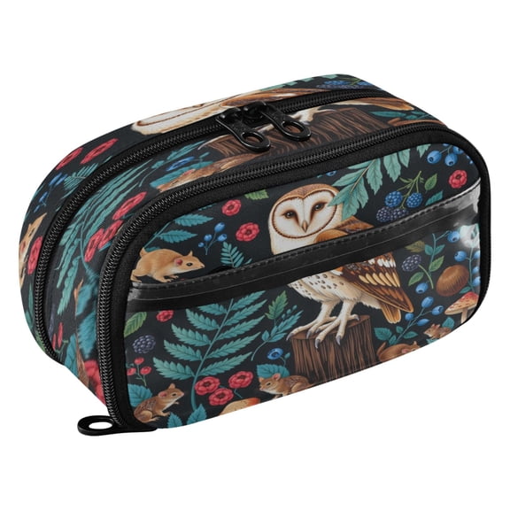 Large Pencil Pen Case Capacity PVC Pencil Pouch Makeup Bag for Women Man, Woodland BarnPrinted