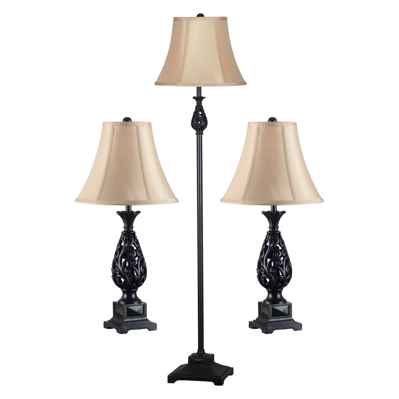 Kenroy Home Prescott 3 Piece Table Floor Lamp Set Golden Flecked Kenroy Home Prescott 3 Piece Table Floor Lamp Set Golden Flecked Bronze Com