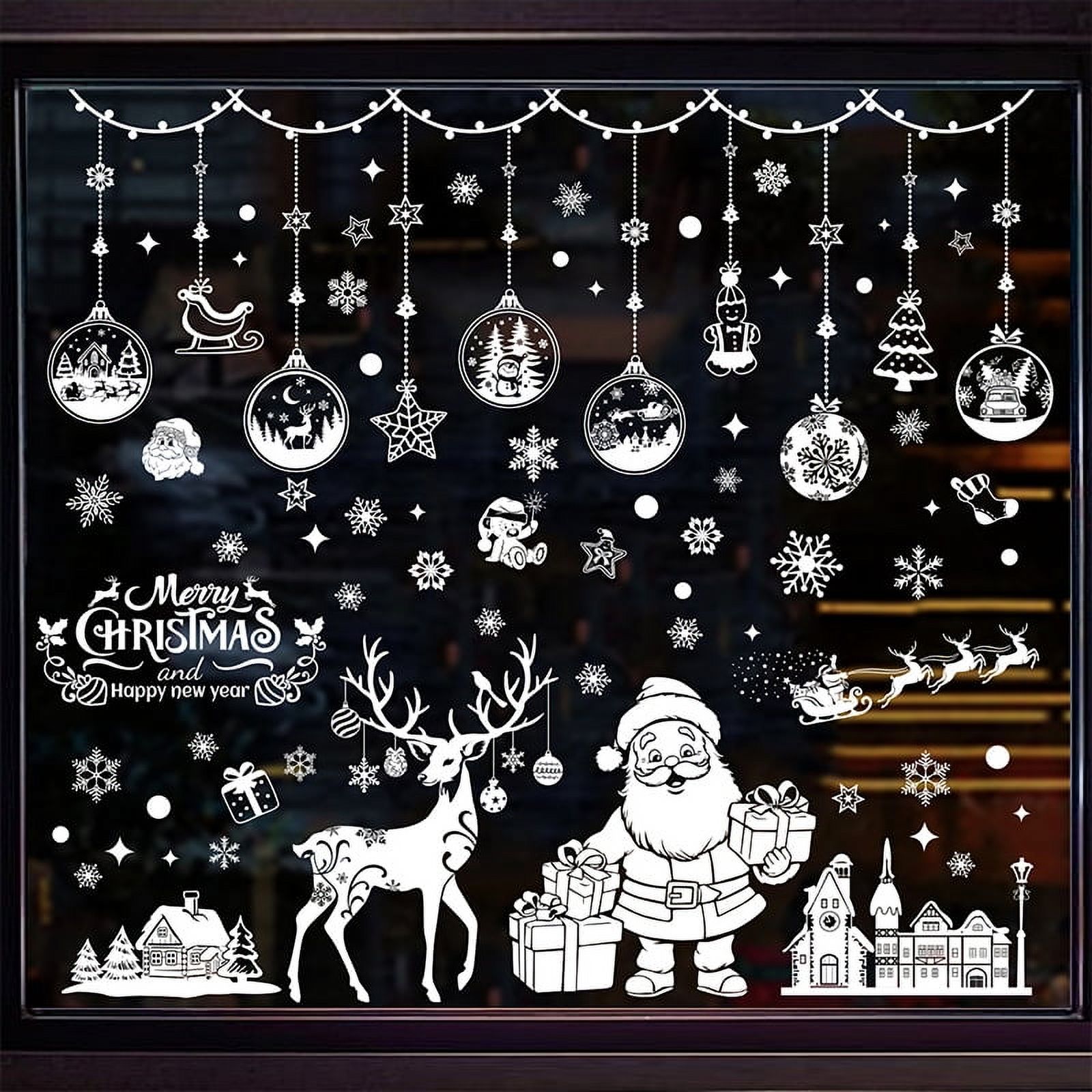 155 PCS Christmas White Snowflakes Window Clings, Christmas Window Decorations for Glass Windows, Christmas Window Decal Stickers for Winter Christmas Frozen Theme Party New Year