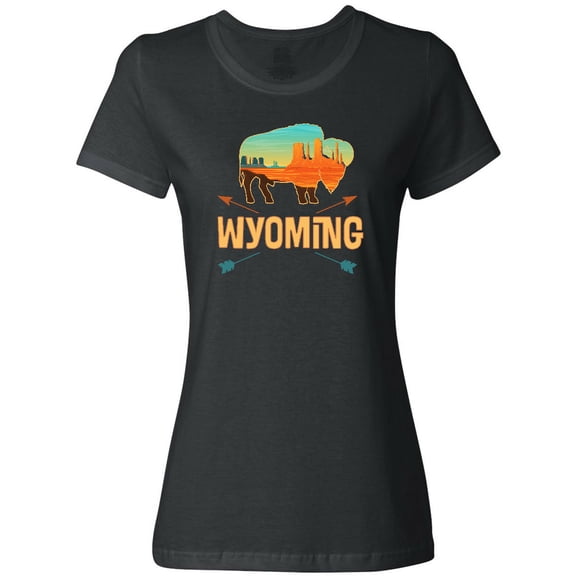 Inktastic Wyoming Vacation Buffalo Silhouette Women's T-Shirt
