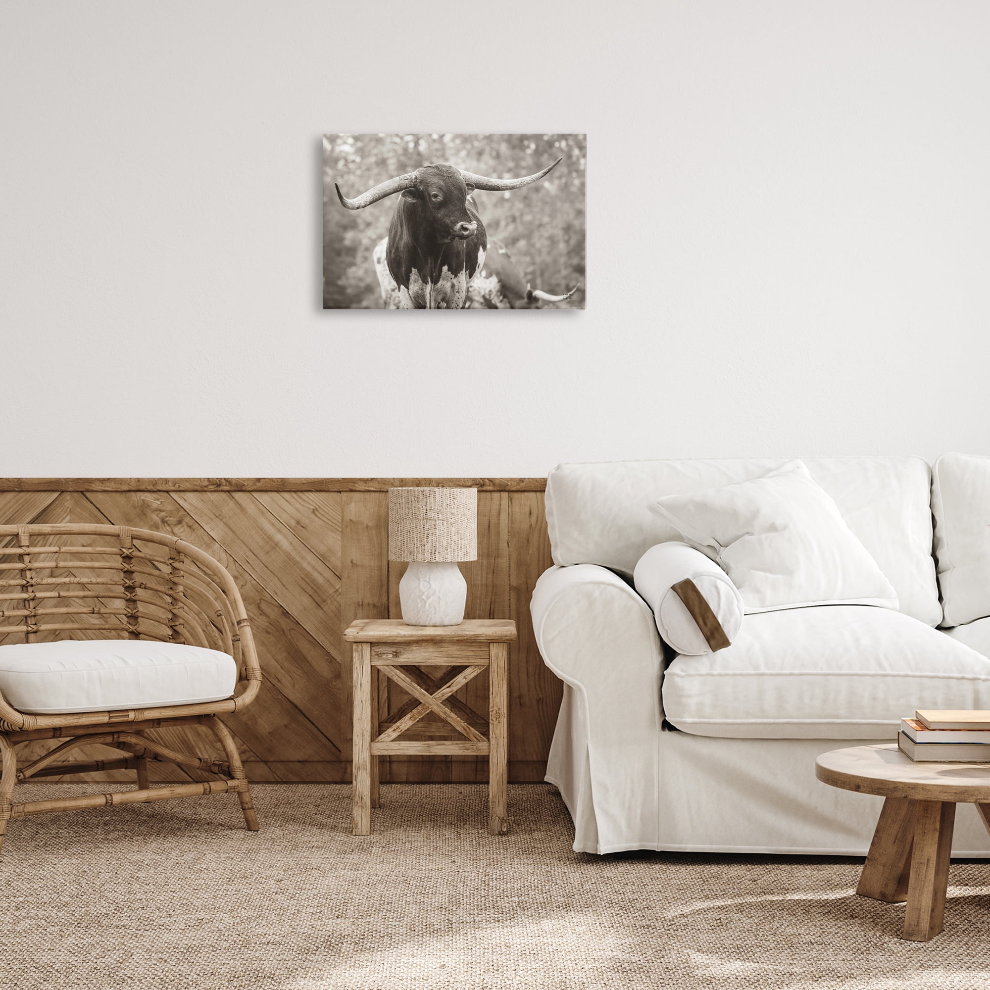 Stupell Industries Longhorn's Gaze Photography Animals Photography Wrapped Canvas Art Print Wall Art, 24 x 16