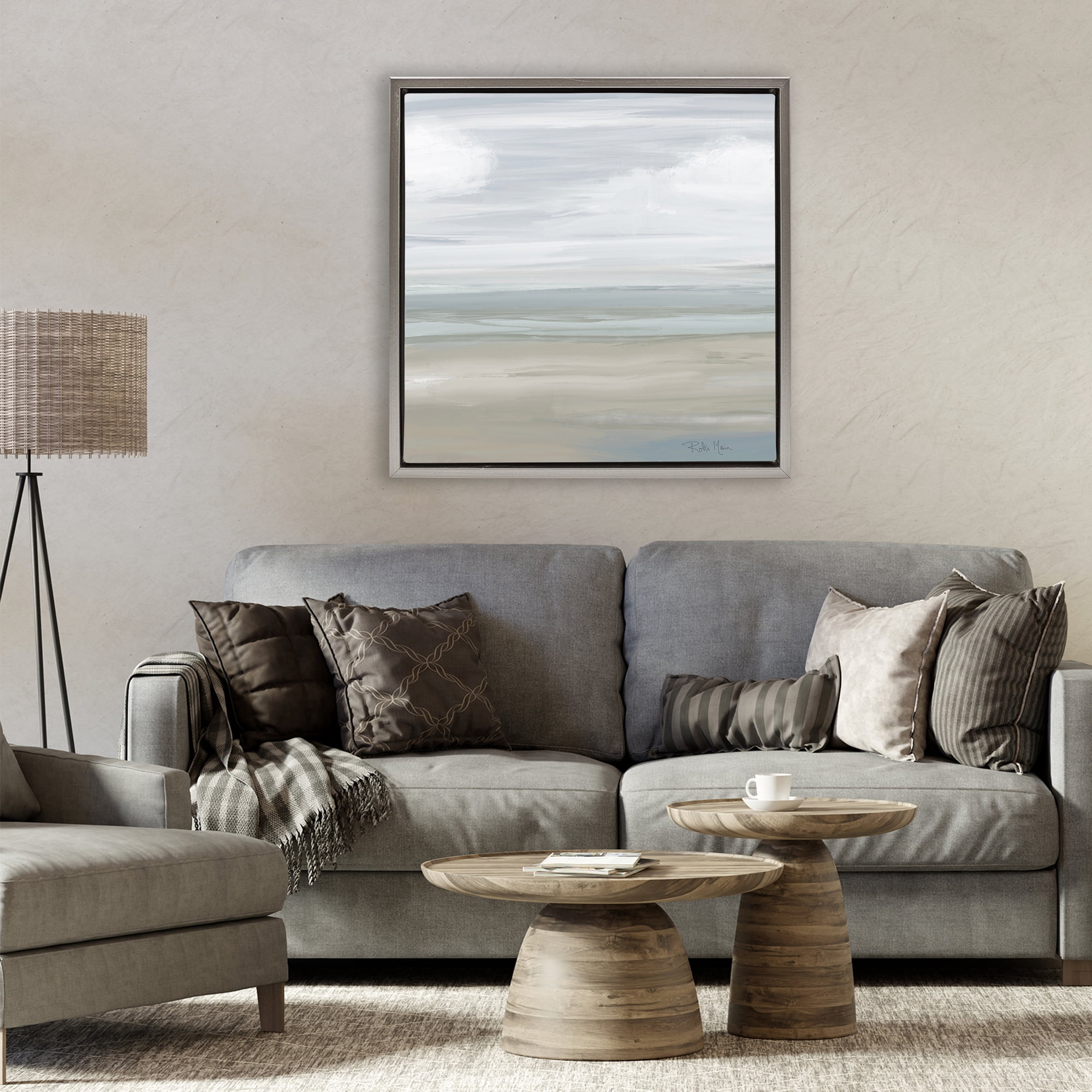 Stupell Industries Another Day Peaceful Landscape Gray Framed Floater Canvas Wall Art, design by Robin Maria
