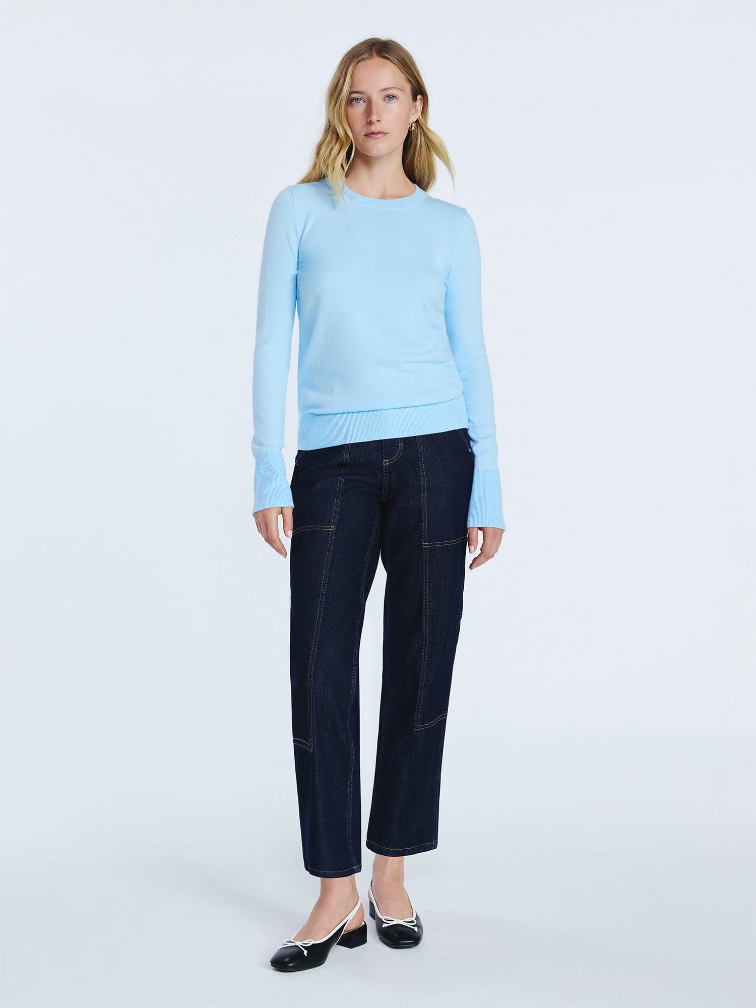 Free Assembly Women's and Women's Plus Cozy Yarn Crewneck Sweater with Long Sleeves, Lightweight, Sizes XS-4X