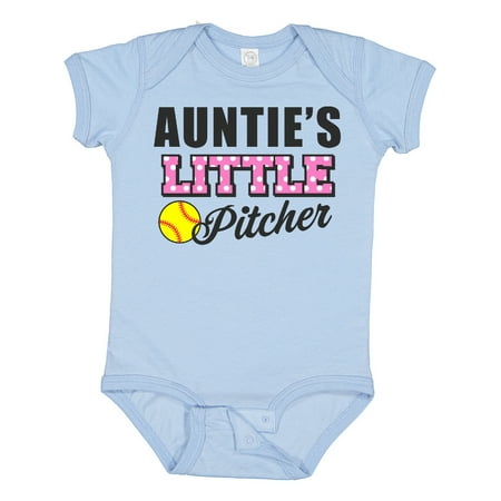 

Inktastic Aunties Little Pitcher Softball Gift Baby Girl Bodysuit