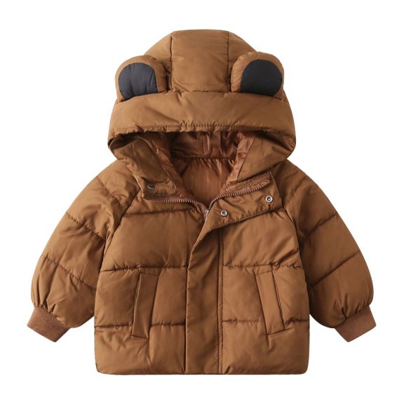 Hotiary Baby Boys Girls Winter Padded Jacket Toddler Hooded Bear Ears Long Sleeve Zipper Down Jacket Kids Warm Thicken Puffer Outerwear for 2-8 Years