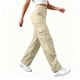 thumbnail image 3 of Pantalones de Cintura Elástica para Mujeres Color Sólido Pantalones de Cintura Alta de Longitud Completa con Bolsillos, 3 of 7