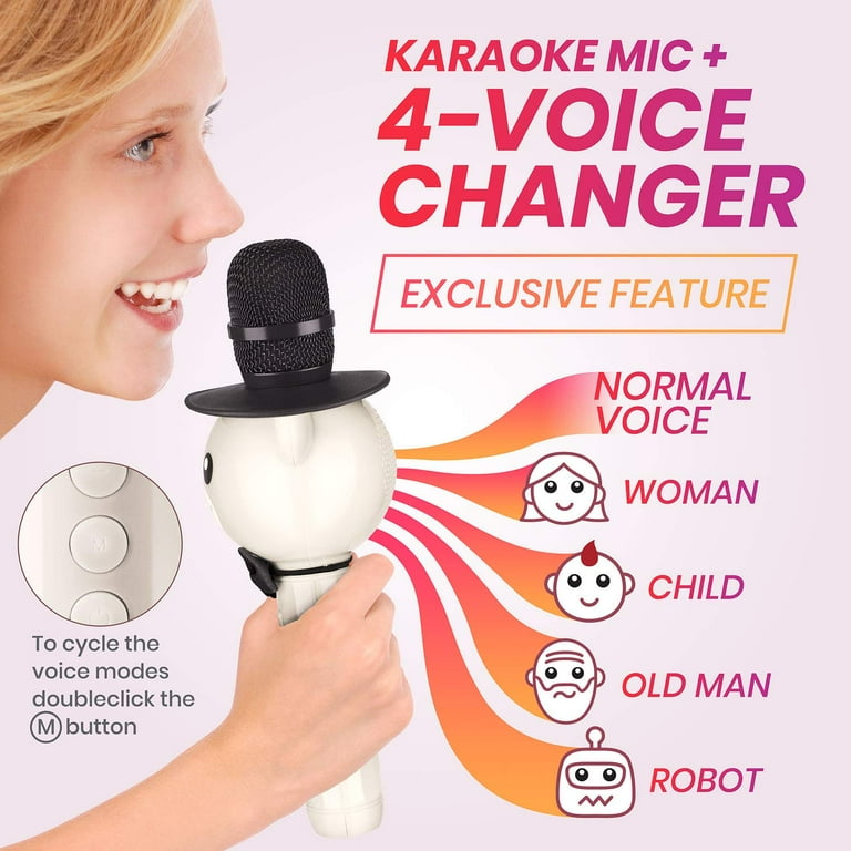 Microphone Karaoke Sans Fil, Micro Karaoké Bluetooth Portable Avec Led