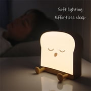Toast Bread Night Light Kids, Bedside Dimmable Silicone Night Light with Phone Holder and Timer, Christmas Baby Night Light Gift(Snooze)