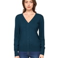 thumbnail image 3 of Made by Johnny Women's Keep It Classic V Neck Cardigan S TEAL, 3 of 6