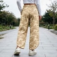 thumbnail image 5 of Women's Camo Wide Leg Pants High Waisted Elastic Waist Lounge Pants with Pockets Tulip Hem Casual Cropped Ankle Lenght for Daily Outdoor Wear Soft Comfy, 5 of 10