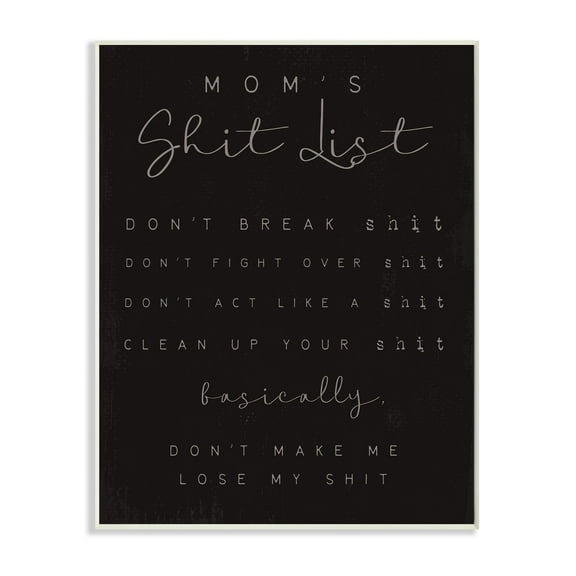 Stupell Industries Mom's List Funny Family Home Word Design Wall Plaque by Daphne Polselli