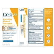 CeraVe Sunscreen Tinted Hydrating 100% Mineral Broad-Spectrum Lotion SPF 30 for Face with Sheer Tint