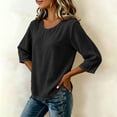 thumbnail image 4 of Diufon Womens Crinkle Gauze Blouse 3/4 Sleeve Round Neck Casual Loose Tops Solid Color Summer Tunic Shirts, 4 of 8