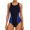 Blue, variant on ANFERRY Women's One Piece Swimsuit Tummy Control High Cut Bathing Suit Color Block Racerback Sporty Swimwear