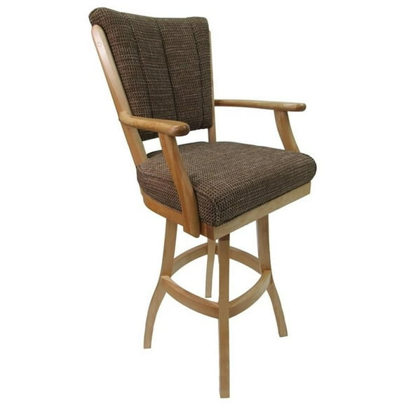 Tobias Designs Classic 35" Swivel Wood Extra Tall Bar Stool in Checkered/Natural
