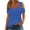 Blue, variant on Summer Tops for Women Cold Shoulder Short Sleeve V Neck Eyelet Embroidered T Shirts Casual Tunic Tee Blouses
