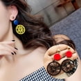 thumbnail image 4 of Grandest Birch 1Pair Creative Women Long Round Hollow Circle Dangle Earrings Club Party Jewelry Alloy Green, 4 of 8