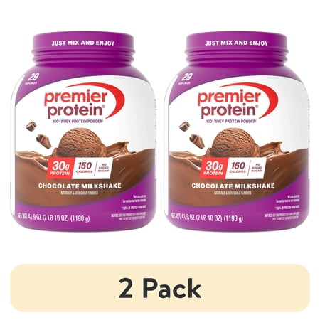 (2 pack) Premier Protein 100% Whey Protein Powder, Chocolate Milkshake, 30g Protein, 29 Servings