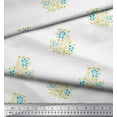 thumbnail image 2 of Soimoi Polyester Crepe Fabric Leaves & Floral Block Printed Fabric 1 Yard 52 Inch Wide, 2 of 3