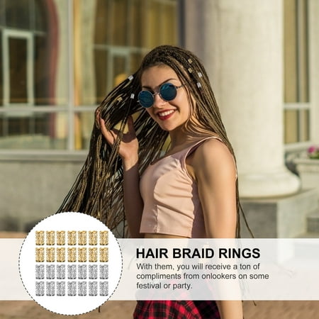 

100pcs Dreadlocks Metal Hair Cuffs Braiding Beads Hair Accessory Hair Decoration Filigree Tube (Silver + Golden)