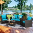 thumbnail image 4 of CozyHom 5 Pcs Outdoor Patio Wicker Sofa Furniture Set Sectional Conversation Couch Set With Coffee Table, Gray, 4 of 9
