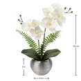 thumbnail image 6 of 13'' Orchids Artificial Flowers Small Potted Silk Phalaenopsis Fake Orchid White Flowers in Silver Ceramic Vase, 6 of 9