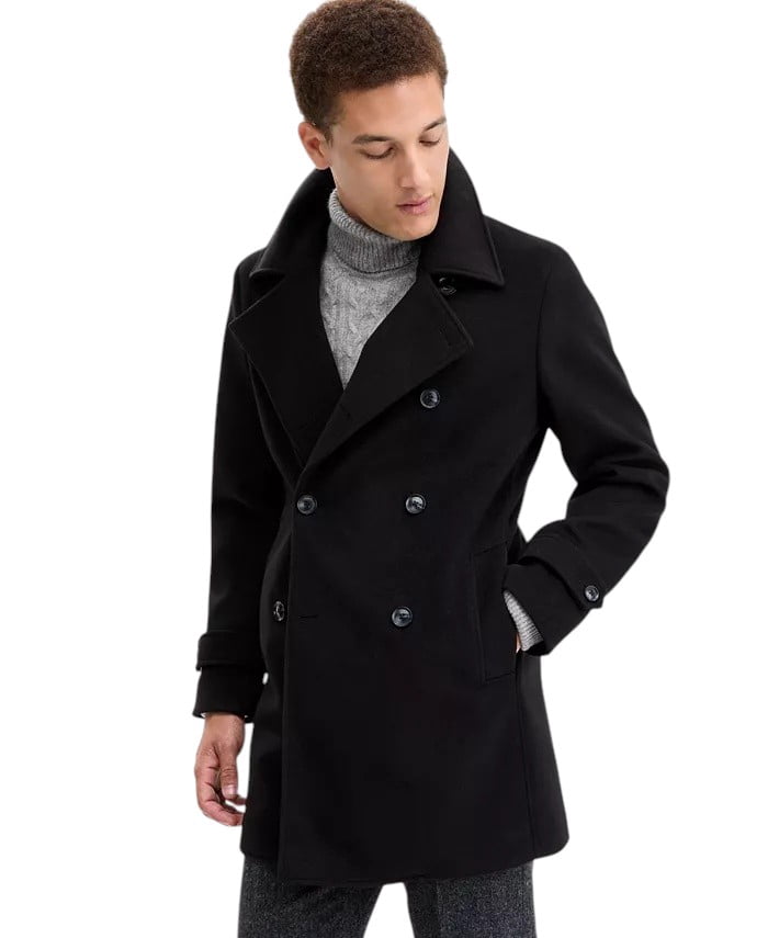 Claiborne Mens Black Wool Blend Pea Coat Jacket XX-Large - Walmart.com