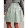 thumbnail image 6 of Green Pleated High-Waist A-Line Midi Skirt For Women, 6 of 7