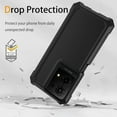 thumbnail image 4 of TJS for TCL K32 5G / K33 5G Phone Case, with Tempered Glass Screen Protector, Full Body Protective Heavy Duty Hybrid Bumper Cover (Black), 4 of 5