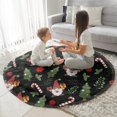thumbnail image 3 of Black Christmas Gnome and Gift Pattern Round Blanket,Comfortable Soft Flannel Throw Blanket,All Season,Warm Lightweight Blankets for Sofa Bed Couch Living Room Chair 47"x47", 3 of 5