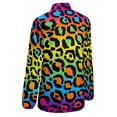 thumbnail image 5 of Neon Rainbow Leopard Print Long Sleeve Blouse Woman Streetwear Casual Shirts Summer Oversize Woman Streetwear Clothing Birthday Present, 5 of 7