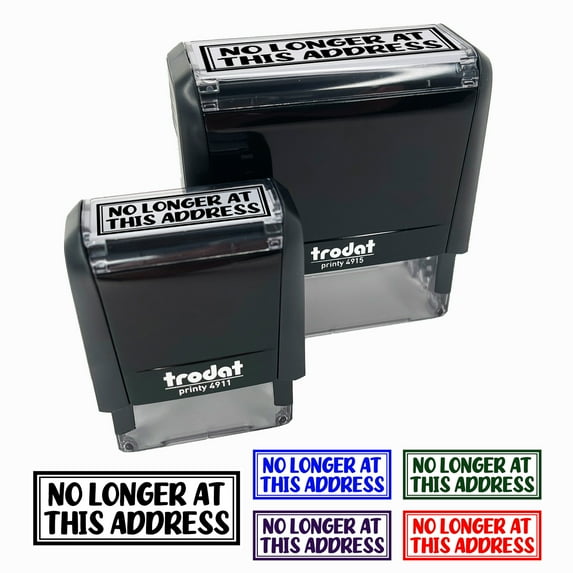 No Longer at this Address Letter Mail Self-Inking Rubber Stamp Ink Stamper for Business Office - Pink Ink - Small 1-1/2 Inch